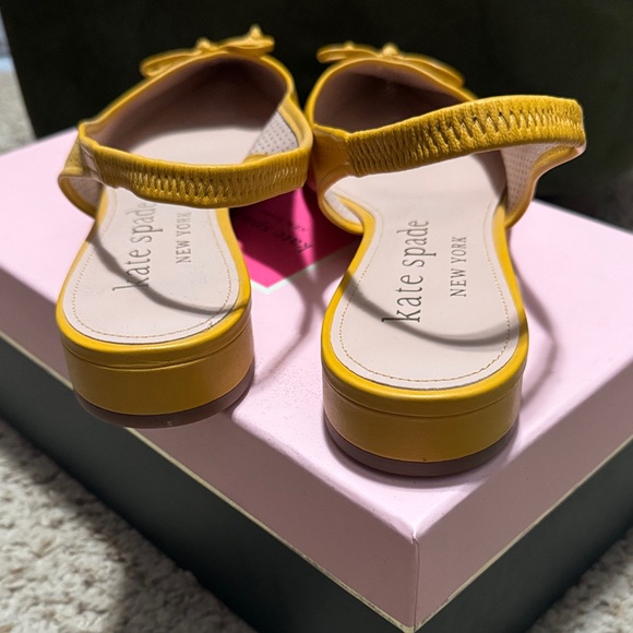 NEW WITH BOX Kate Spade Yellow Perforated Slingback Heels - Picture 8 of 15